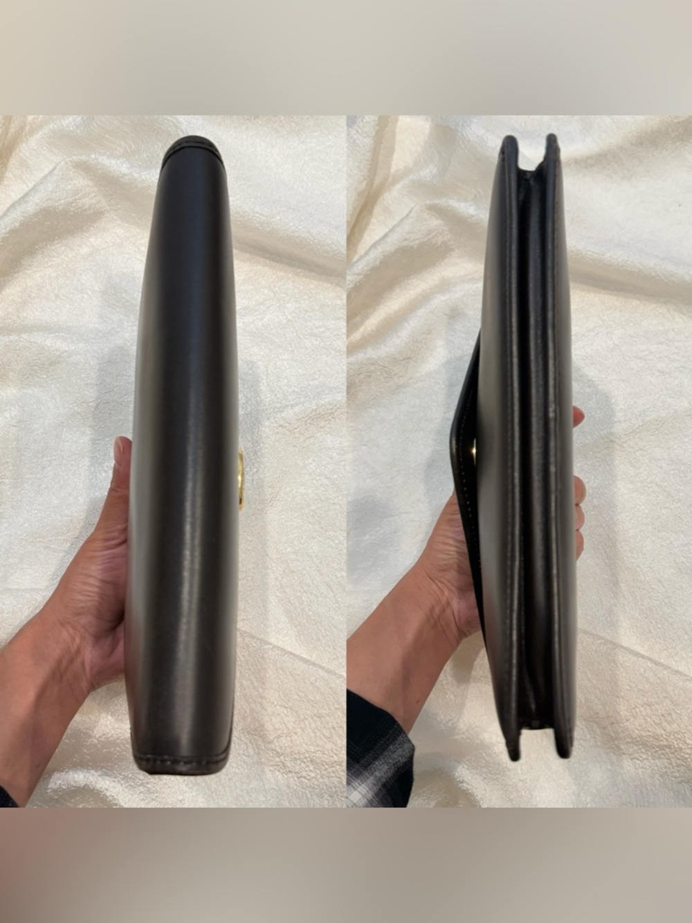 Auth Vintage 1990s Celine Triomphe Envelope Dark Brown Leather Clutch Bag - Picture 8 of 14